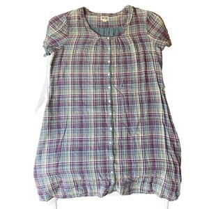 Converse One Star Women Dress 2 Plus Size Purple Plaid Shirt Dress Casual Button